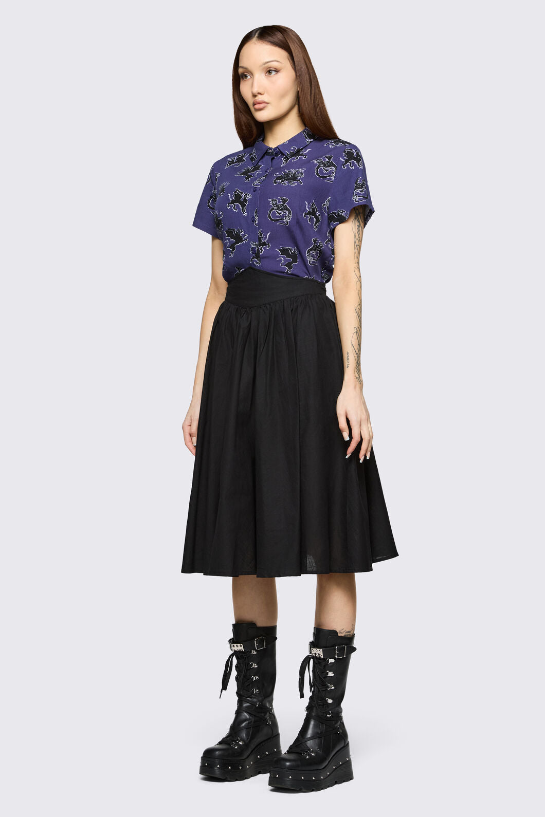 Black Friday - Mythical Goth Yoke Skirt - black