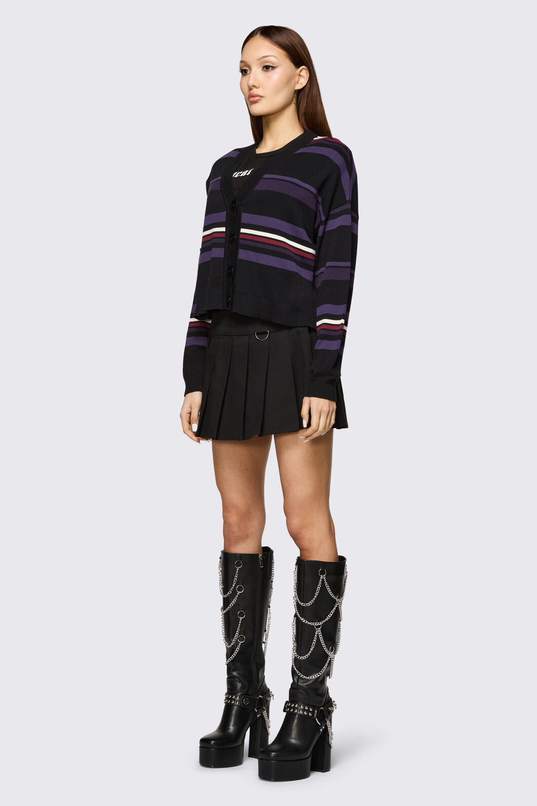 Black Friday - Fealty Stripe Goth Cardigan - multi