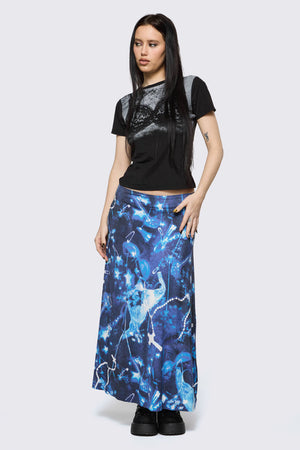 Black Friday - Cyanotype Goth Midi Skirt - blue