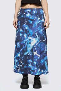 Black Friday - Cyanotype Goth Midi Skirt - blue