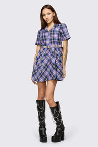Black Friday - Stuck In Your Head Tartan Dress - purple
