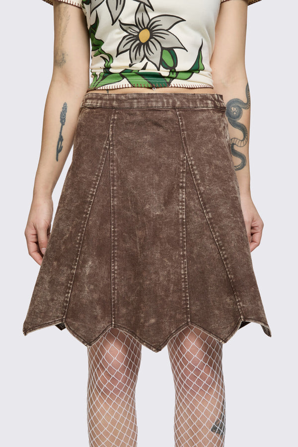 Black Friday - Behind The Blinds Denim Skirt - brown