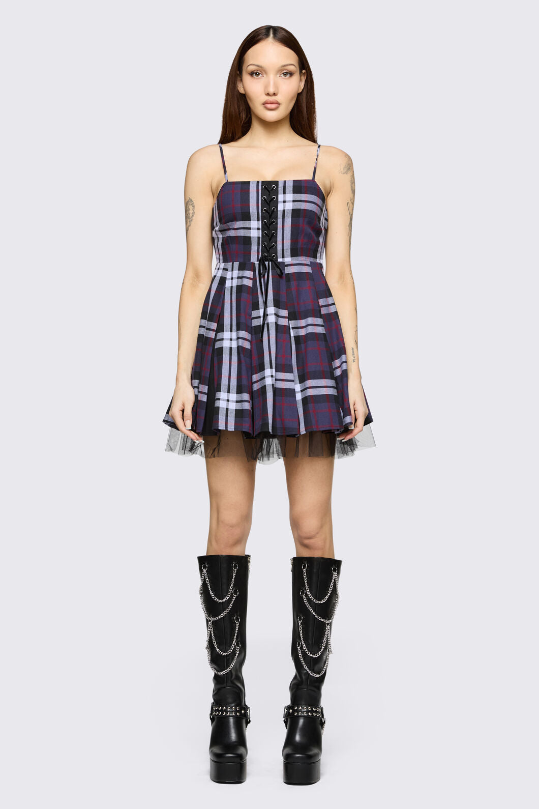 Black Friday - Monstre Tartan Dress - purple
