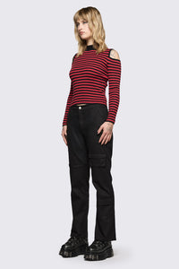Black Friday - Consume Stripe Knit Top - black-red