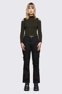 Black Friday - Consume Stripe Knit Top - black-olive