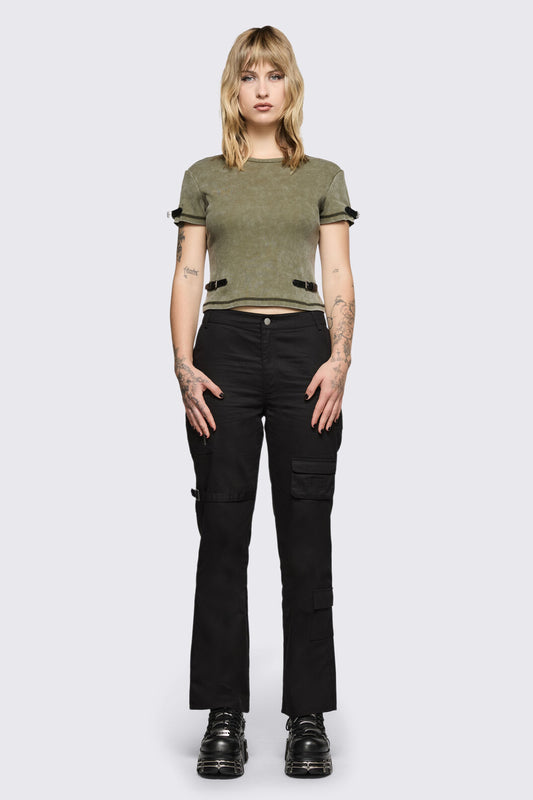 Black Friday - Consume Ribbed Jersey Tee - olive