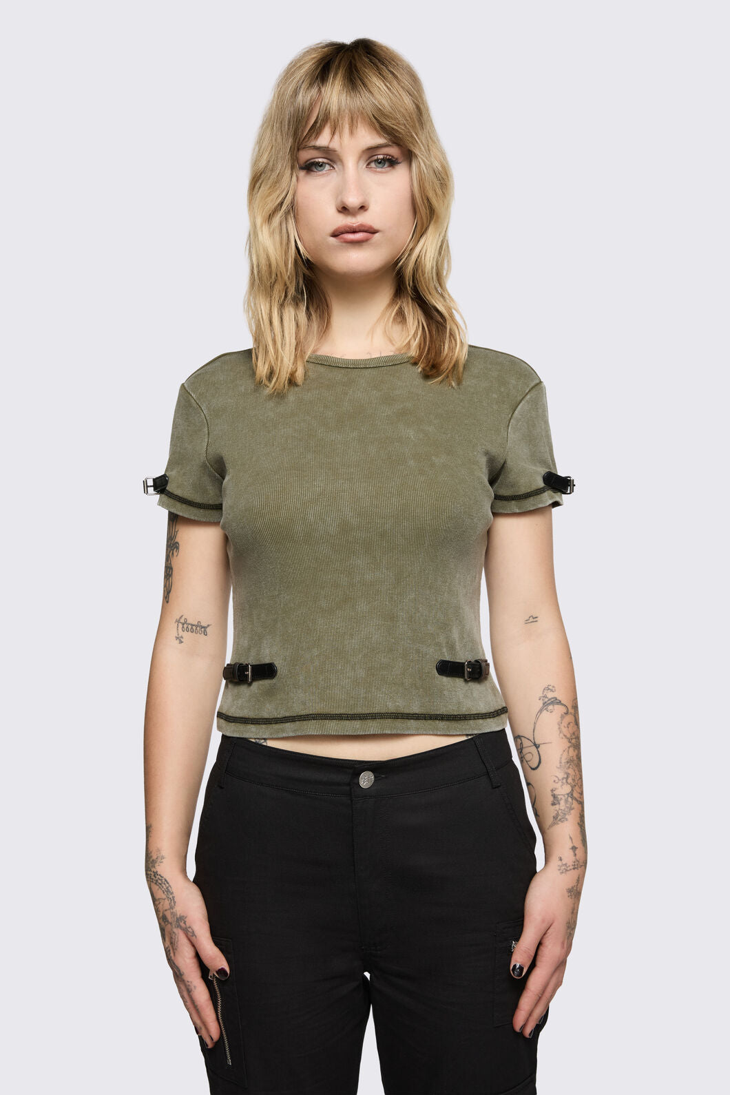 Black Friday - Consume Ribbed Jersey Tee - olive