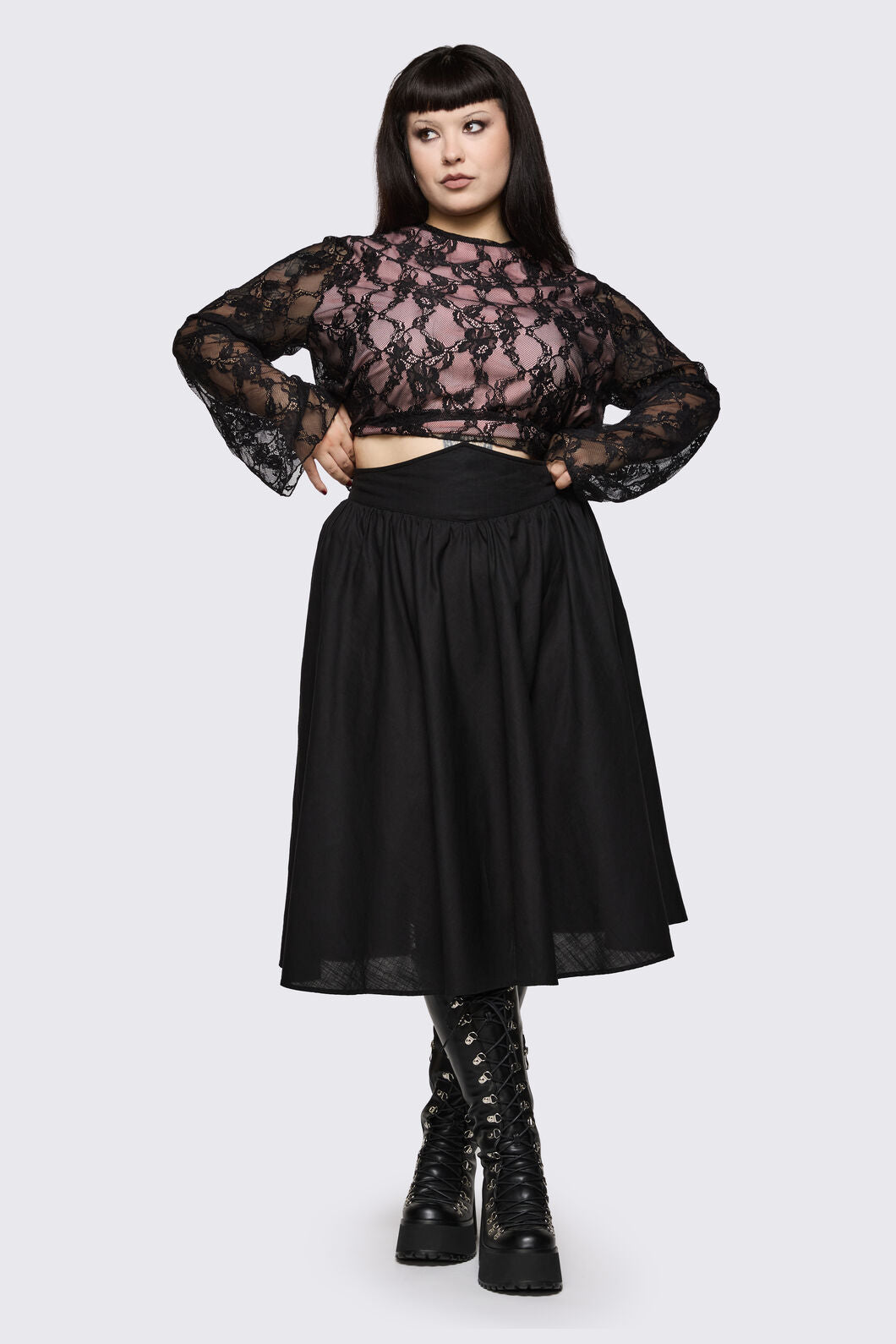 Black Friday - Curve Mythical Goth Yoke Skirt - black