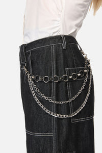 Black Friday - Leather Look Link Chain - silver-black