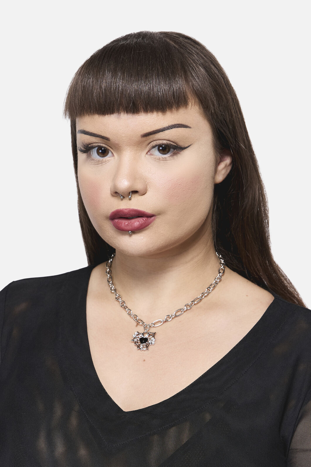 Black Friday - Cobweb Heart Necklace - silver