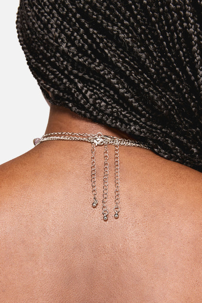 Black Friday - Purple & Charm Layered Necklac - silver