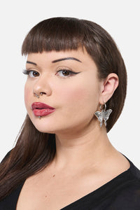 Black Friday - Moth Sleeper Earrings - silver
