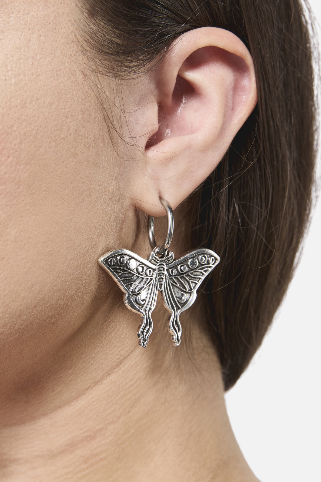 Black Friday - Moth Sleeper Earrings - silver