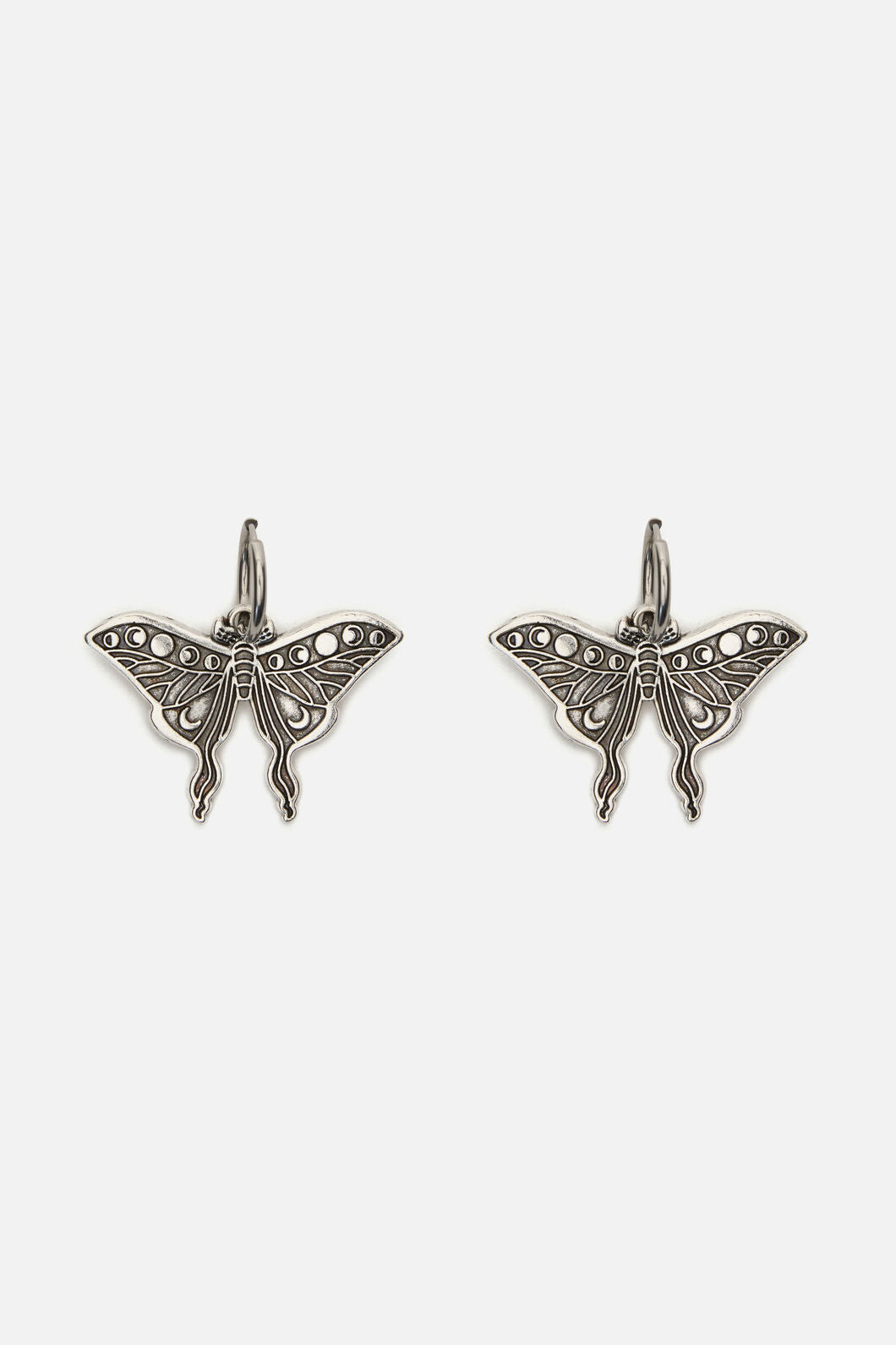 Black Friday - Moth Sleeper Earrings - silver