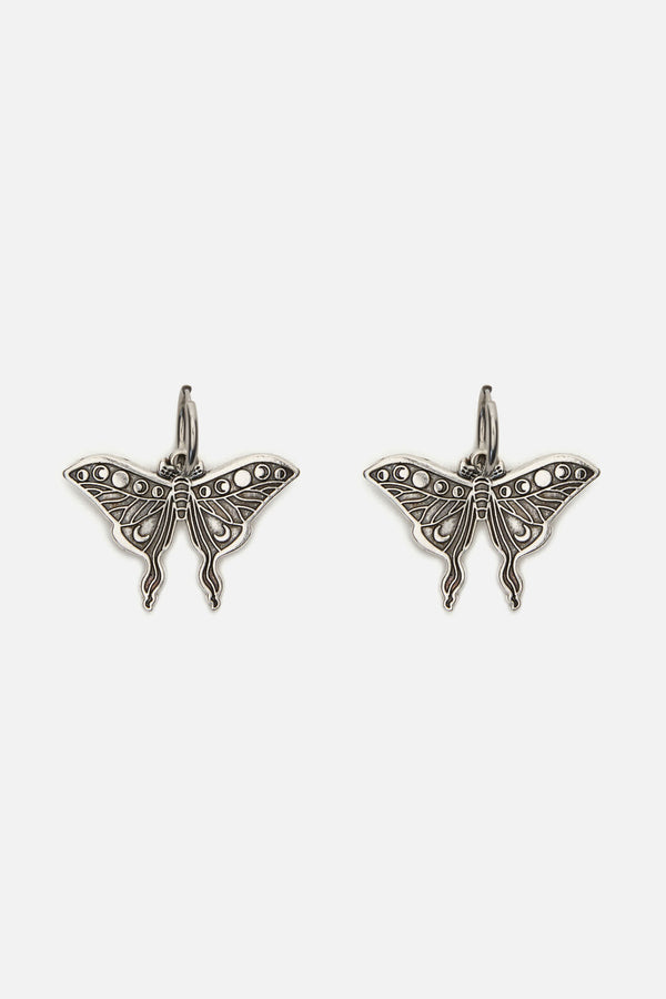 Black Friday - Moth Sleeper Earrings - silver