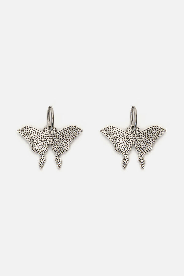 Black Friday - Moth Sleeper Earrings - silver