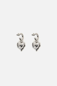 Black Friday - Melted Metal Heart Earrings - silver