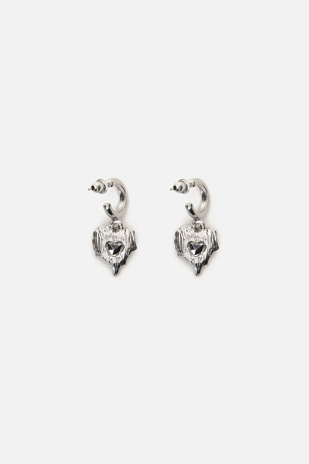 Black Friday - Melted Metal Heart Earrings - silver