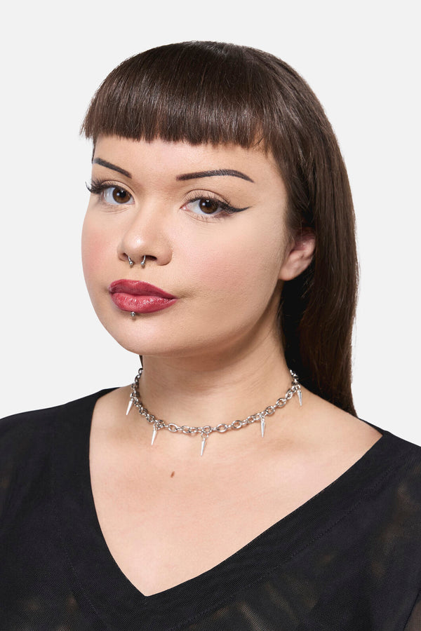 Black Friday - Chain Spike Necklace - silver
