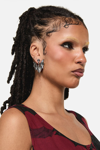 Black Friday - Bat Earrings - silver