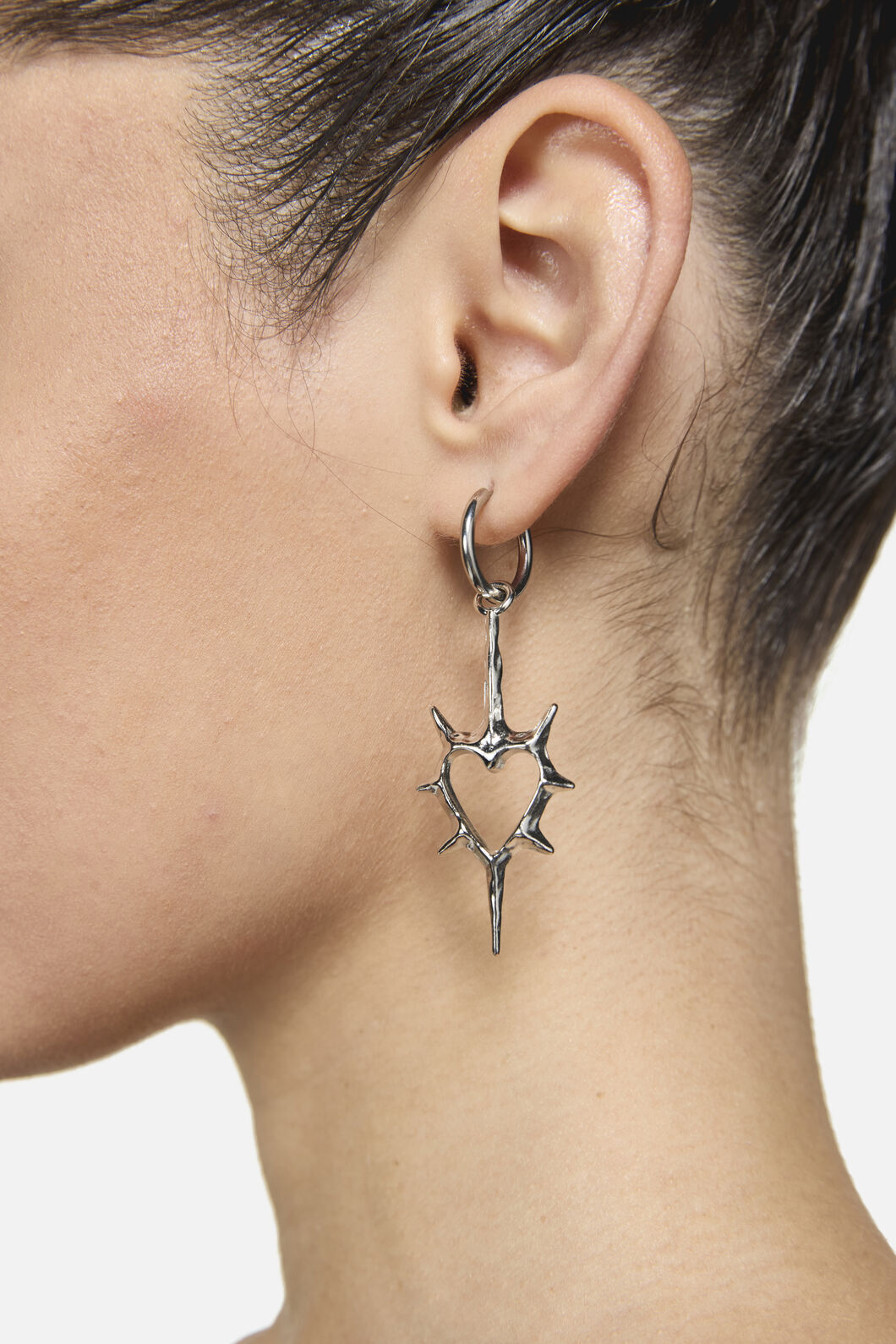 Black Friday - Spiked Heart Sleeper Earrings - silver