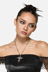 Black Friday - Melting Cross Pendant Necklace - silver