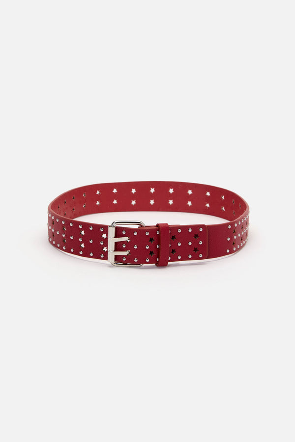 Black Friday - Star Notch Stud Belt - red