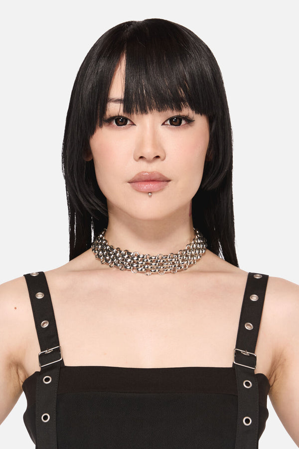 Black Friday - Metal Choker Necklace - silver