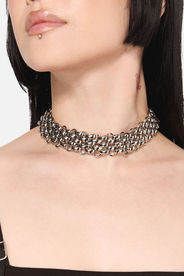 Black Friday - Metal Choker Necklace - silver