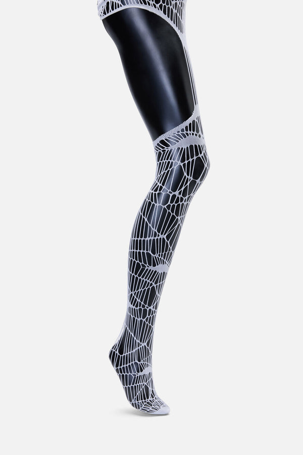 Black Friday - White ShatteredSuspenderTights - white