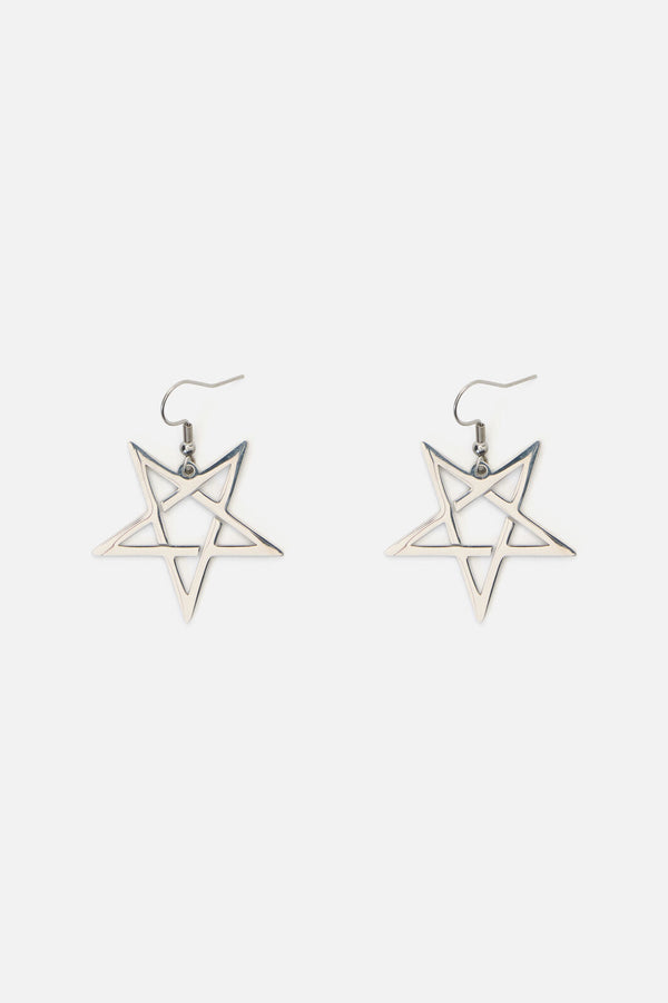 Black Friday - Inverted Pentagram Earrings - silver