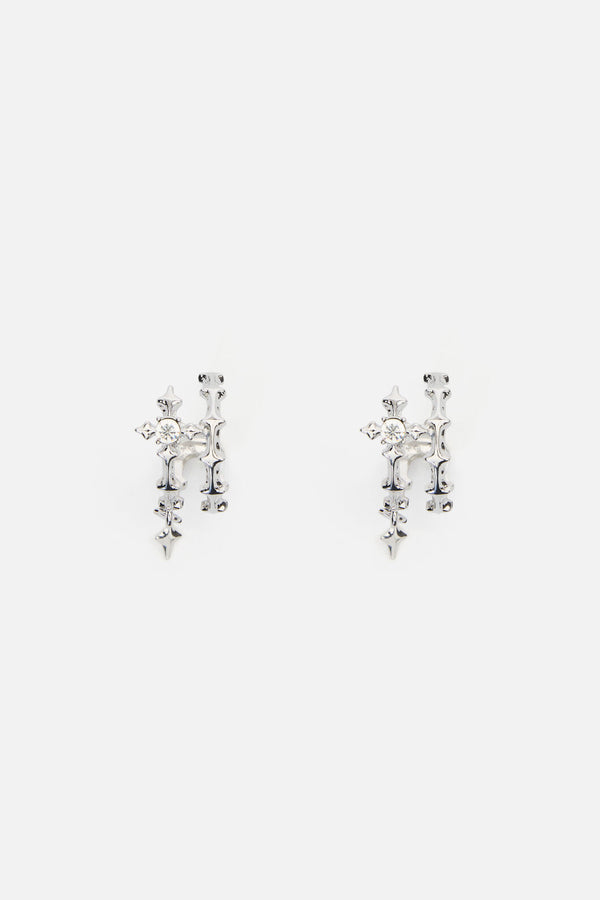 Black Friday - Double Hoop Cross Earrings - silver
