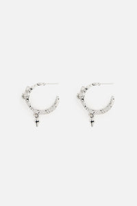 Black Friday - Double Hoop Cross Earrings - silver