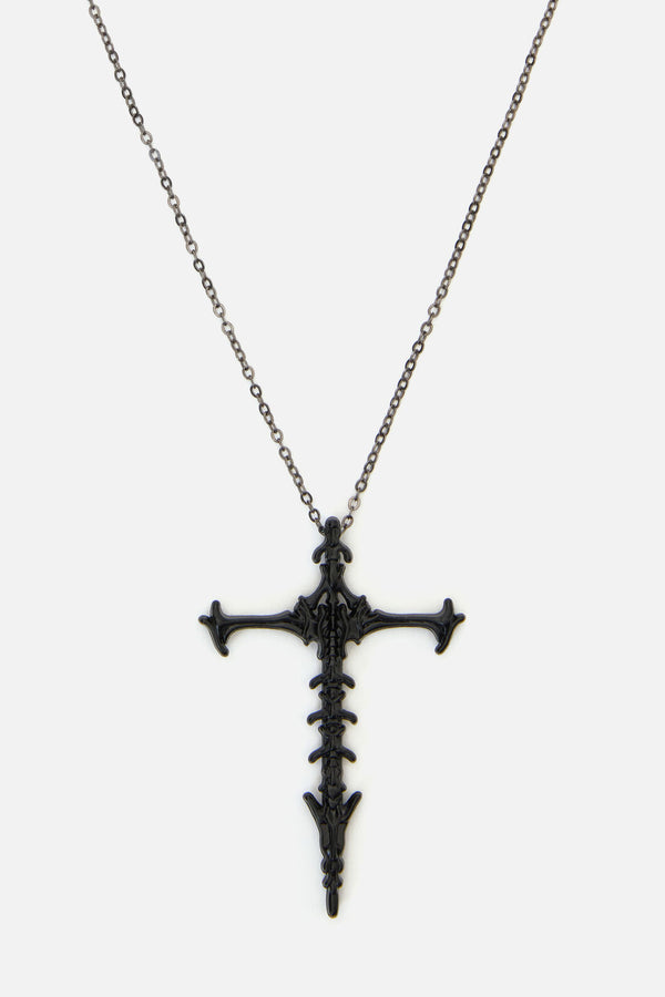 Black Friday - Boney Cross Pendant - black