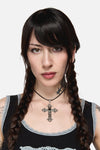 Black Friday - Gothic Cross Pendant Choker - silver
