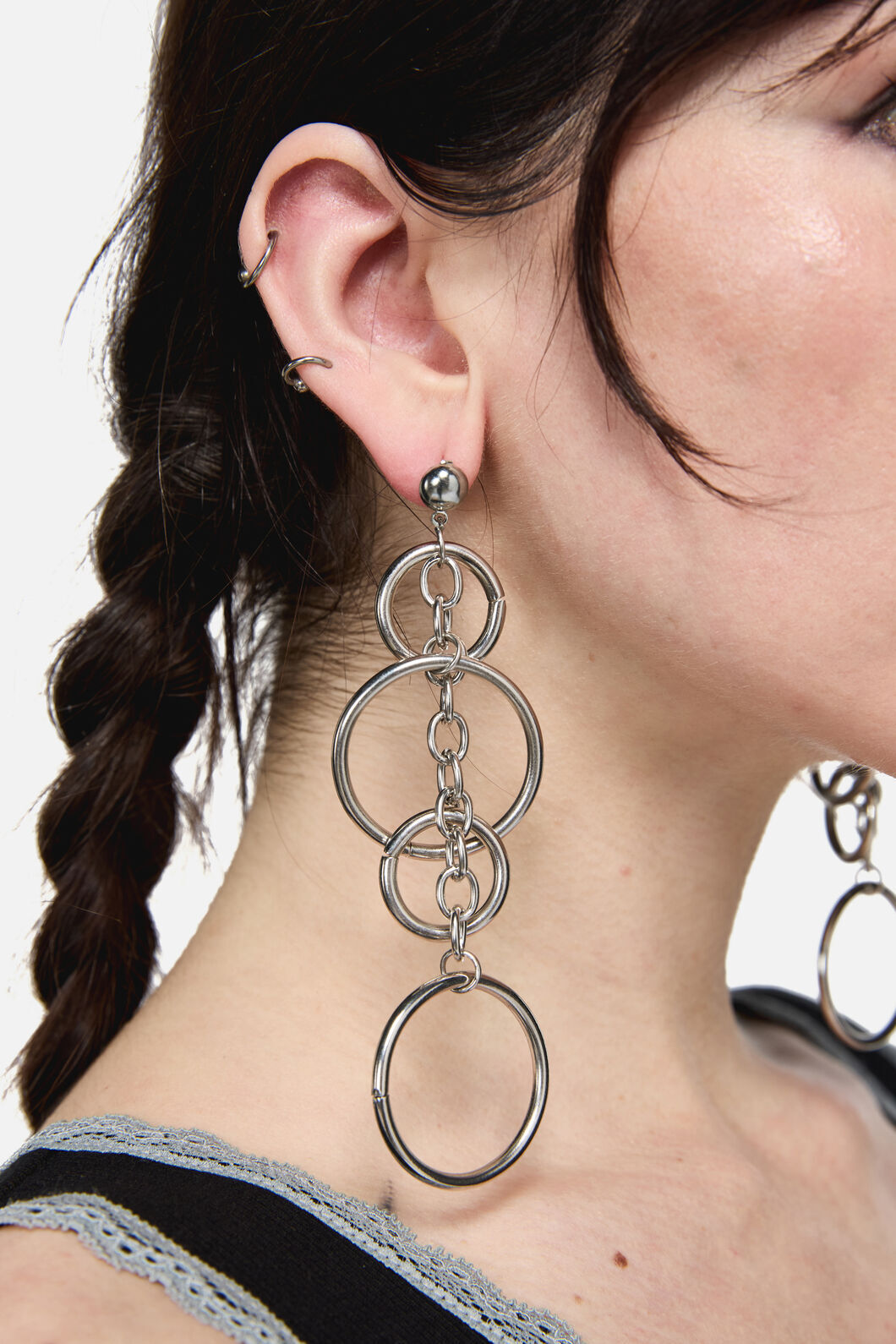 Black Friday - Ring & Chain Statement Earring - silver