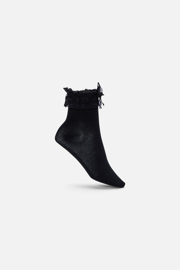 Black Friday - Black Classic Lace Top Socks - black