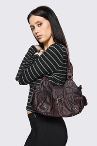 Black Friday - Vintage Buckle & Stud Bag - dark-purple
