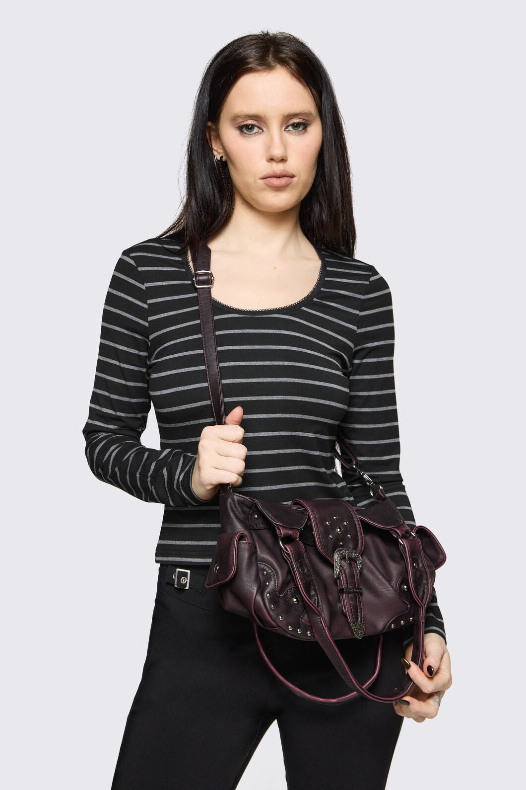 Black Friday - Vintage Buckle & Stud Bag - dark-purple