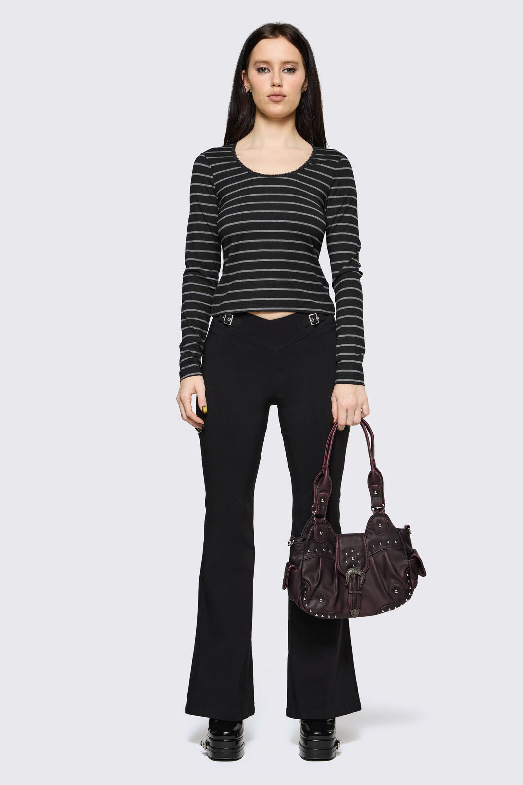 Black Friday - Vintage Buckle & Stud Bag - dark-purple