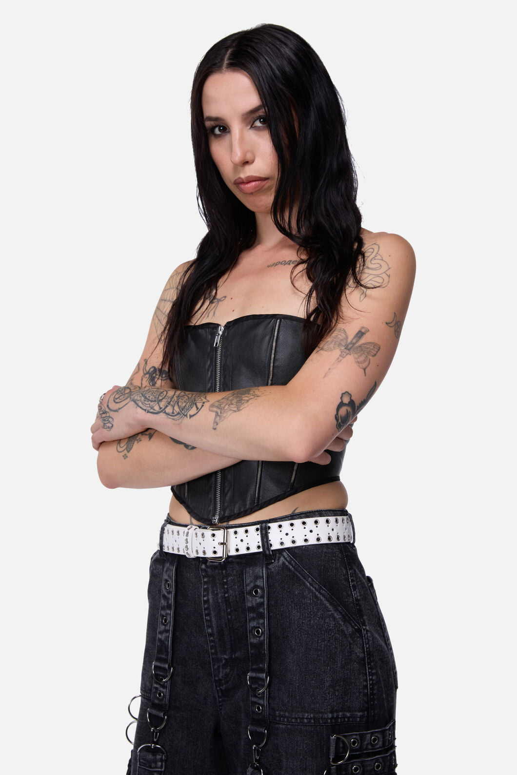 Black Friday - Eyelet Border Belt - white