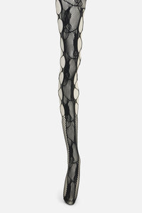 Black Friday - Cut Out Floral Mesh Tights - black