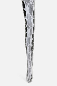 Black Friday - Cut Out Floral Mesh Tights - white