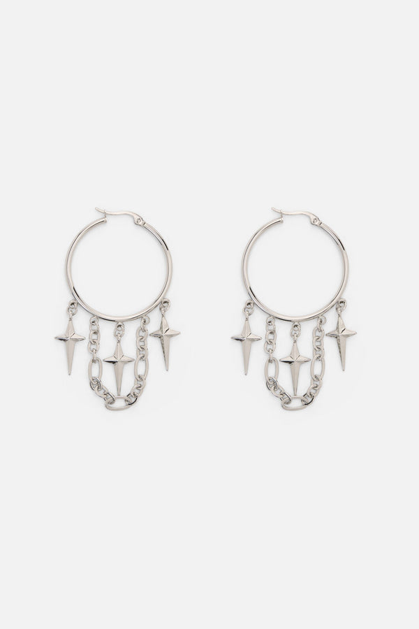 Black Friday - Charming Star Hoops - silver