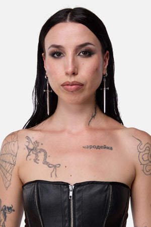 Black Friday - Exaggerated Sword Earrings - silver