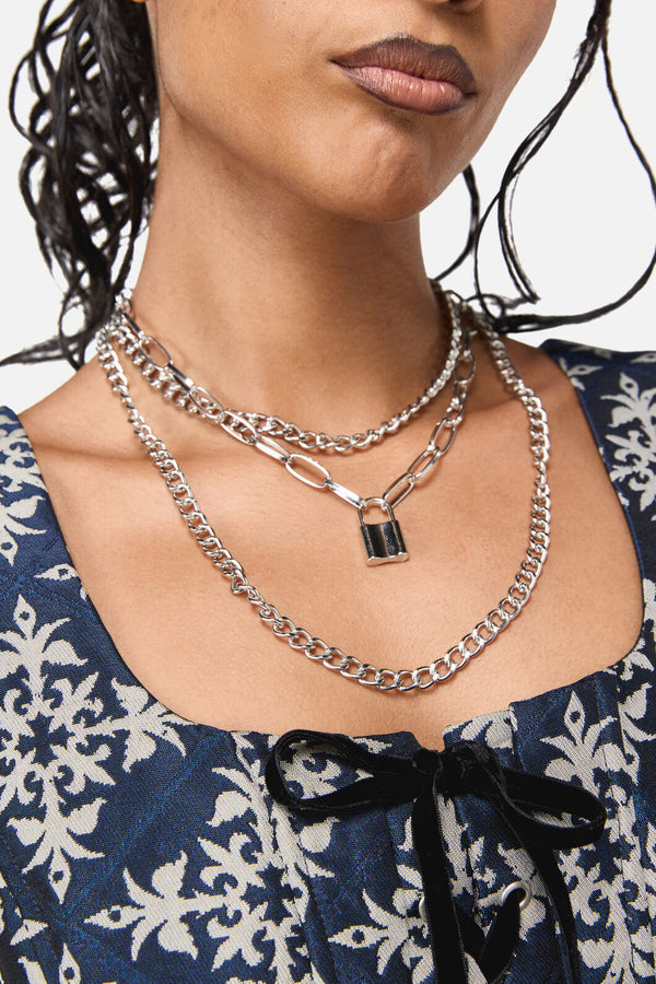 Black Friday - Layered Punk Necklace - silver