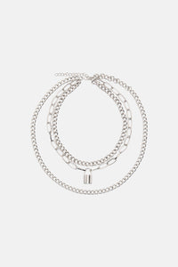 Black Friday - Layered Punk Necklace - silver