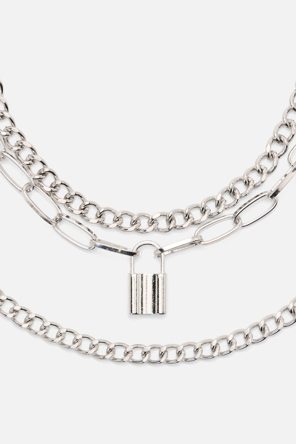 Black Friday - Layered Punk Necklace - silver