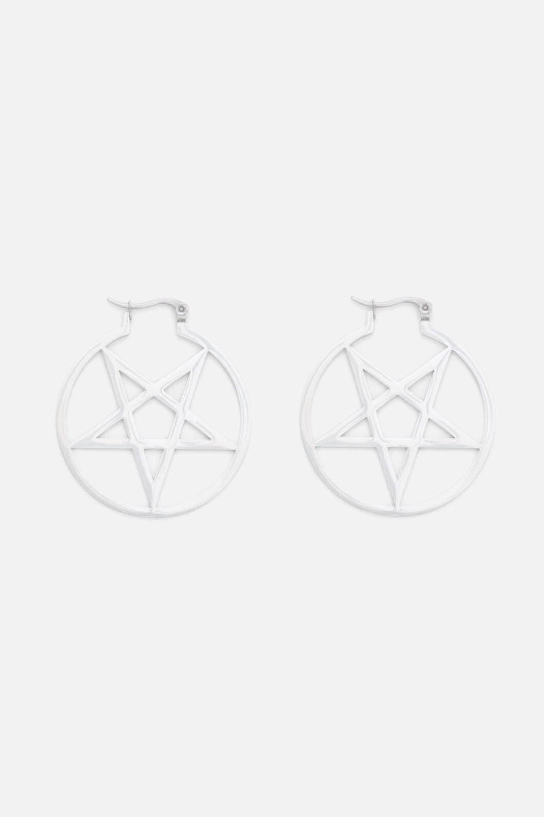 Black Friday - Pentagram Hoop Earrings - silver