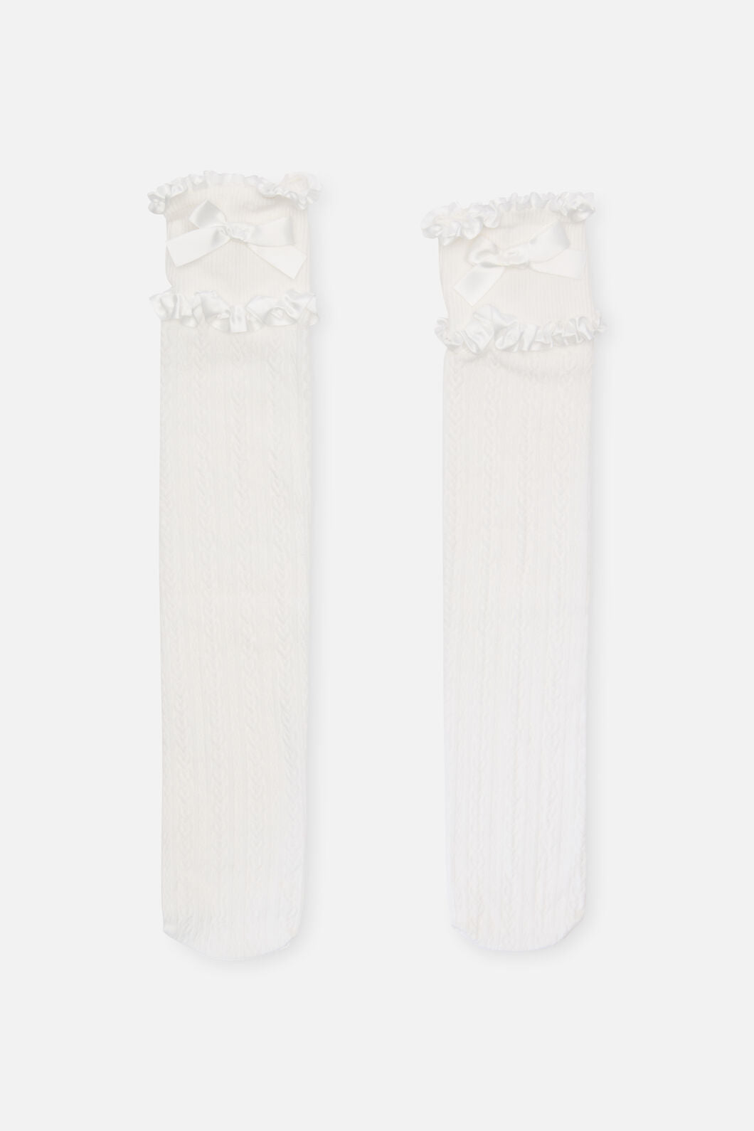 Black Friday - Double Ruffle Long Socks - white